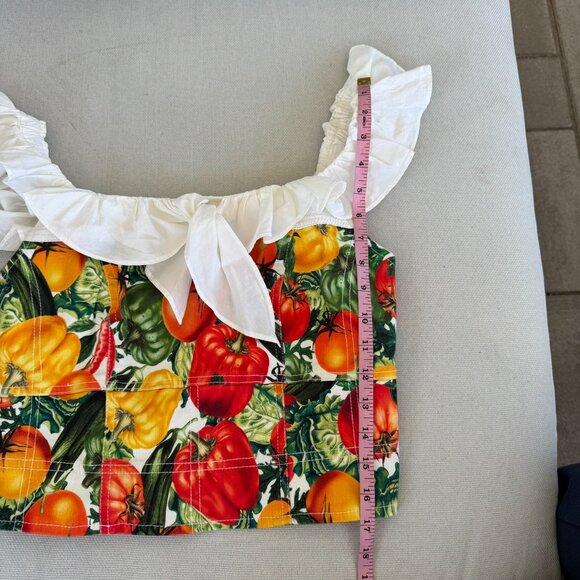 Anthropologie Maeve Flutter Sleeve Crop Blouse Tomato Print Top Small - Picture 7 of 9